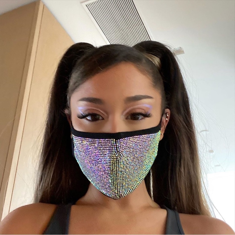 Get Stonned holographic rhinestone rave face mask